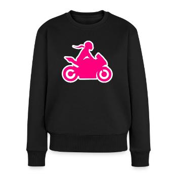 Motocycliste biker girl biker femme moto - Pull Premium bio Femme - noir - Devant - Julia (174cm)