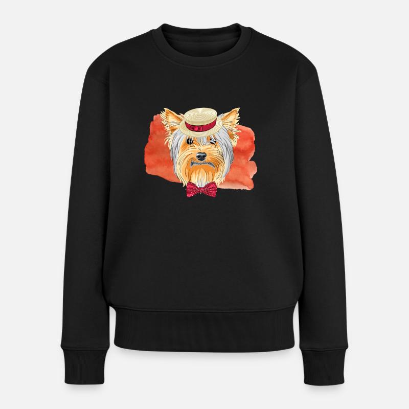 Chien - Yorkshire Terrier - Pull Premium bio Femme - noir