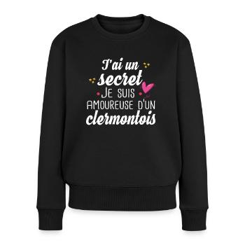 Clermontois Clermont Ferrand Amoureuse Humour - Pull Premium bio Femme - noir - Devant - Julia (174cm)