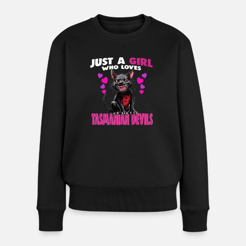 Just a Girl who Loves tasmanian Devils - Frauen Premium Bio Pullover - Schwarz