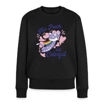 The Path Is Colorful Cute LGBTQ Pride Rainbow - Frauen Premium Bio Pullover - Schwarz - Vorne - Julia (174cm)