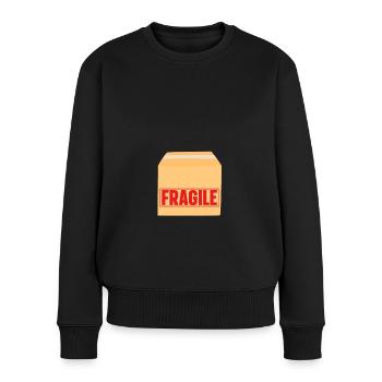 Fragile Package - Baby Ankündigung - Frauen Premium Bio Pullover - Schwarz - Vorne - Julia (174cm)