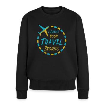 I Create Your Travel Stories Reisebüro - Frauen Premium Bio Pullover - Schwarz - Vorne - Julia (174cm)