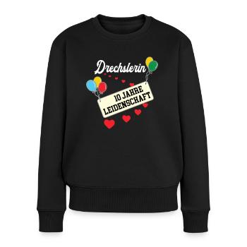 Drechslerin 10 jähriges Jubiläum Drechslerei Jubi - Frauen Premium Bio Pullover - Schwarz - Vorne - Julia (174cm)
