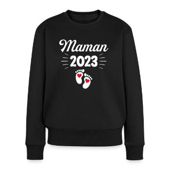 Grossesse Femme Enceinte - Future Maman 2023 - Pull Premium bio Femme - noir - Devant - Julia (174cm)