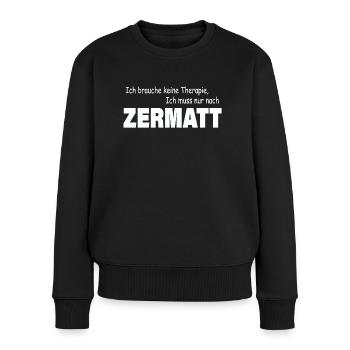 Therapie ZERMATT - Frauen Premium Bio Pullover - Schwarz - Vorne - Julia (174cm)