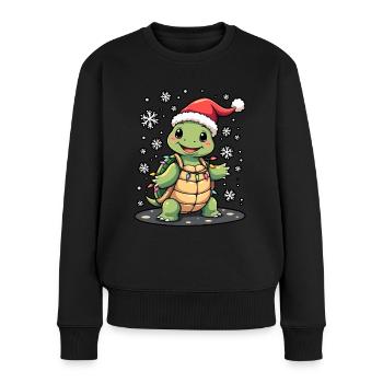Schildkröte Schildkröten Weihnachten - Frauen Premium Bio Pullover - Schwarz - Vorne - Julia (174cm)