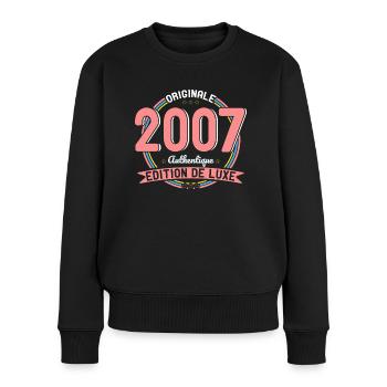 Anniversaire 18 ans - Originale 2007 Authentique - Pull Premium bio Femme - noir - Devant - Julia (174cm)