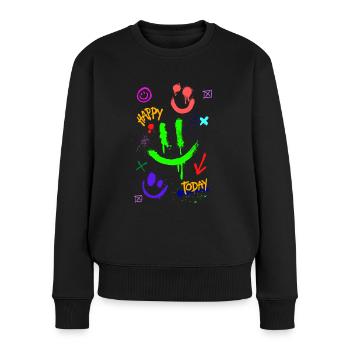 Graffiti spray - Happy today smile - Women's Premium Organic Jumper - black - Front - Julia (174cm)