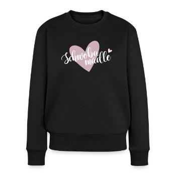 Schwobamädle mit rosa Herz - Frauen Premium Bio Pullover - Schwarz - Vorne - Julia (174cm)