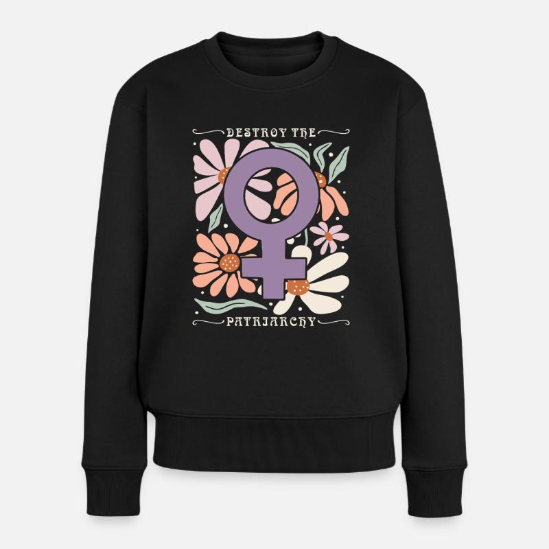 Subtiles Feministisches Statement Design - Frauen Premium Bio Pullover - Schwarz