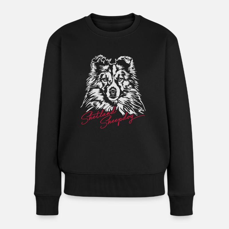 SHETLAND SHEEPDOG Wilsigns Hundeportrait Sheltie - Frauen Premium Bio Pullover - Schwarz