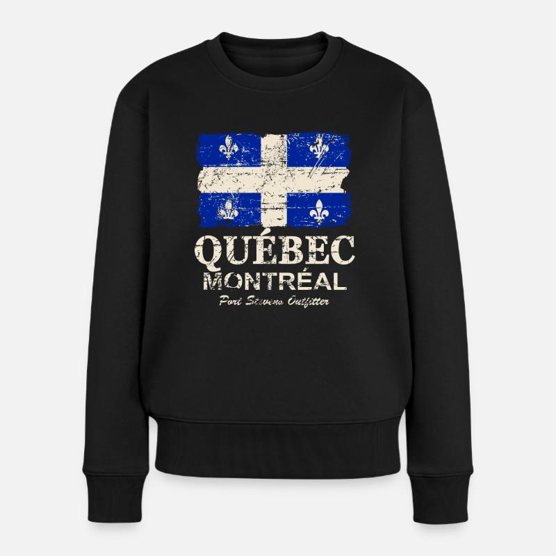 Québec Flag - Canada - Vintage Look - Pull Premium bio Femme - noir