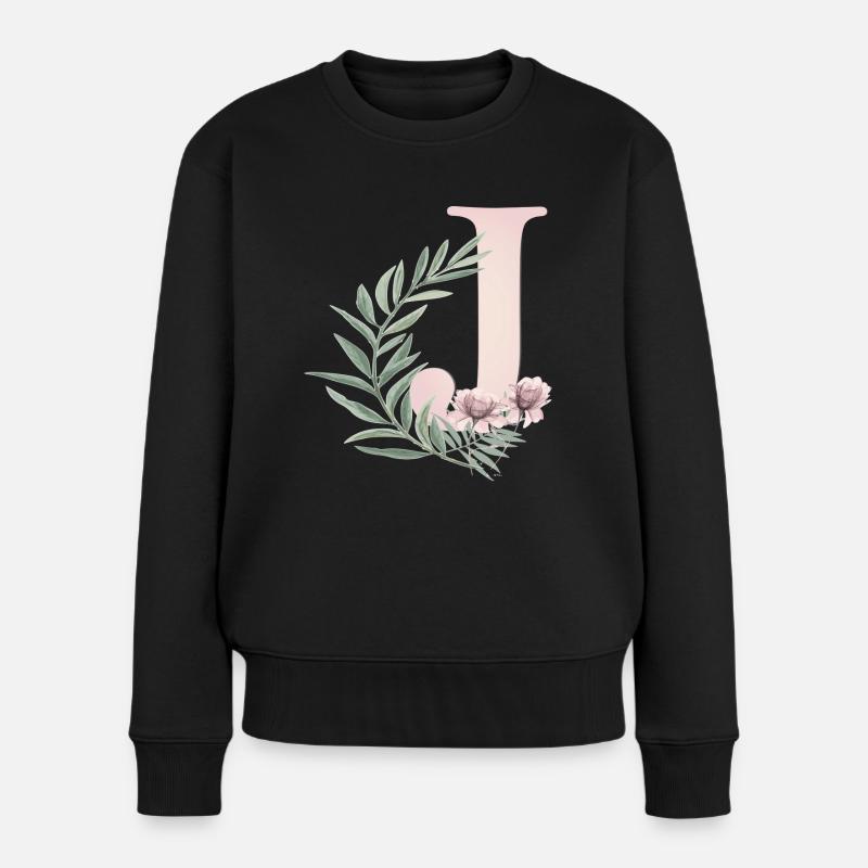 Lettre J avec des fleurs - Pull Premium bio Femme - noir