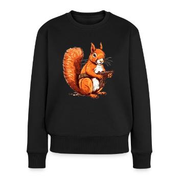 Einzigartiges und schwer bewaffnetes Eichhörnchen - Frauen Premium Bio Pullover - Schwarz - Vorne - Julia (174cm)