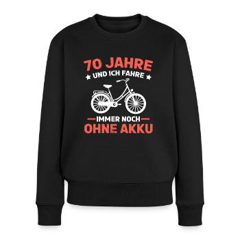 70. Geburtstag Biker Mountainbike 70. Jahre - Frauen Premium Bio Pullover - Schwarz - Vorne - Julia (174cm)