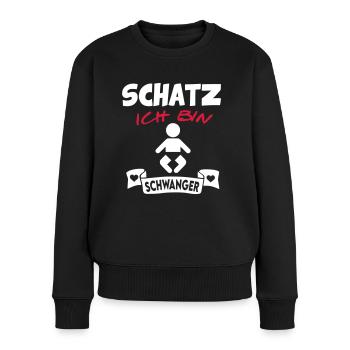 Schwangerschaft Ich bin Schwanger Schatz - Frauen Premium Bio Pullover - Schwarz - Vorne - Julia (174cm)