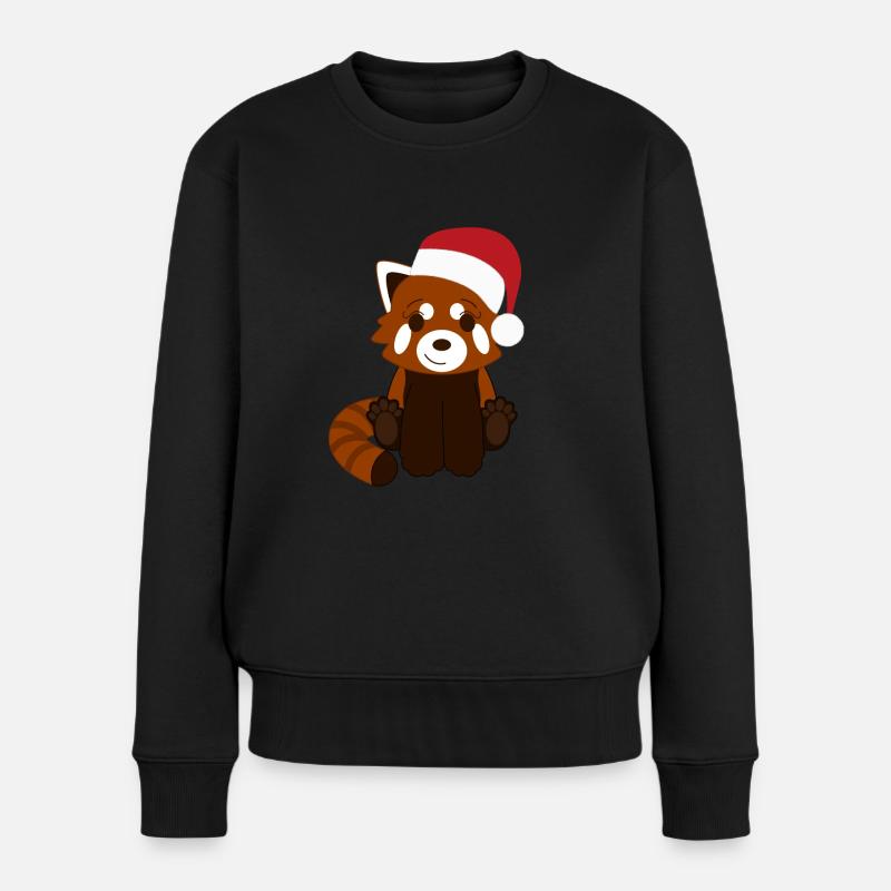 Roter Panda Weihnachten - Frauen Premium Bio Pullover - Schwarz