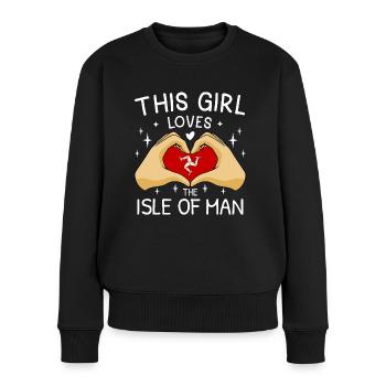 Drapeau de l’île de Man Triskele Drapeau de l’île de Man - Pull Premium bio Femme - noir - Devant - Julia (174cm)