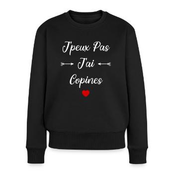 Je peux pas j'ai copines - Pull Premium bio Femme - noir - Devant - Julia (174cm)