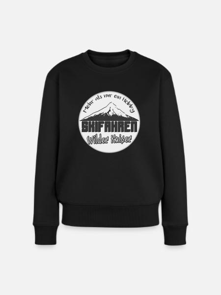 Wilder Kaiser - Skifahren - Frauen Premium Bio Pullover - Schwarz