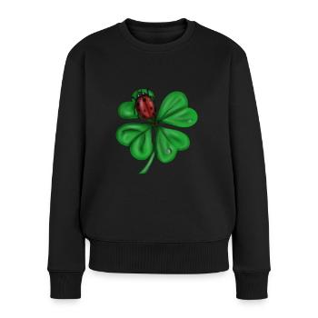 porte-bonheur coccinelle trèfle à quatre feuilles - Pull Premium bio Femme - noir - Devant - Julia (174cm)