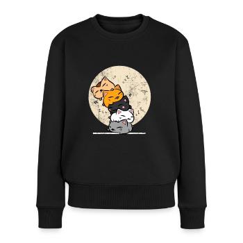 Chat pile anime chat kawaii amoureux des chats - Pull Premium bio Femme - noir - Devant - Julia (174cm)