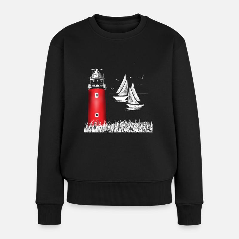 Roter Leuchtturm Texel Insel Holland Wattenmeer - Frauen Premium Bio Pullover - Schwarz