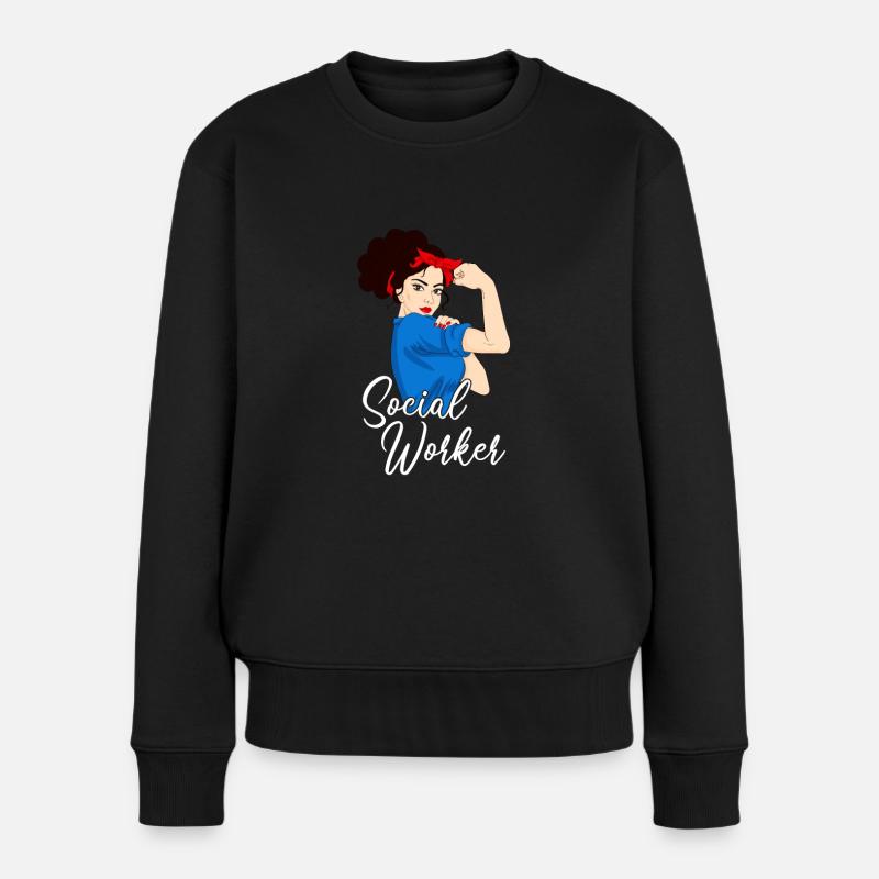 Social Worker Girl, social worker - Frauen Premium Bio Pullover - Schwarz