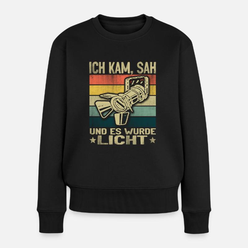Lichttechniker Ich kam sah Veranstaltungstechniker - Frauen Premium Bio Pullover - Schwarz