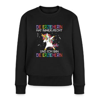Erzieherin Kita Kindergärtnerin Geschenk - Frauen Premium Bio Pullover - Schwarz - Vorne - Julia (174cm)