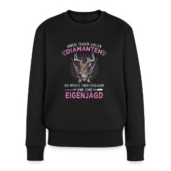 Jägerin jagen Jagd Spruch Eigenjagd - Frauen Premium Bio Pullover - Schwarz - Vorne - Julia (174cm)