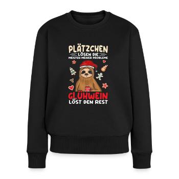 Plätzchen backen Weihnachten lustig - Frauen Premium Bio Pullover - Schwarz - Vorne - Julia (174cm)