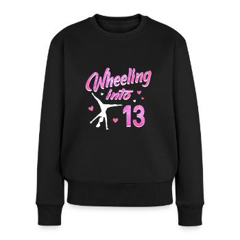Cartwheel fille gymnastique d’anniversaire - Pull Premium bio Femme - noir - Devant - Julia (174cm)