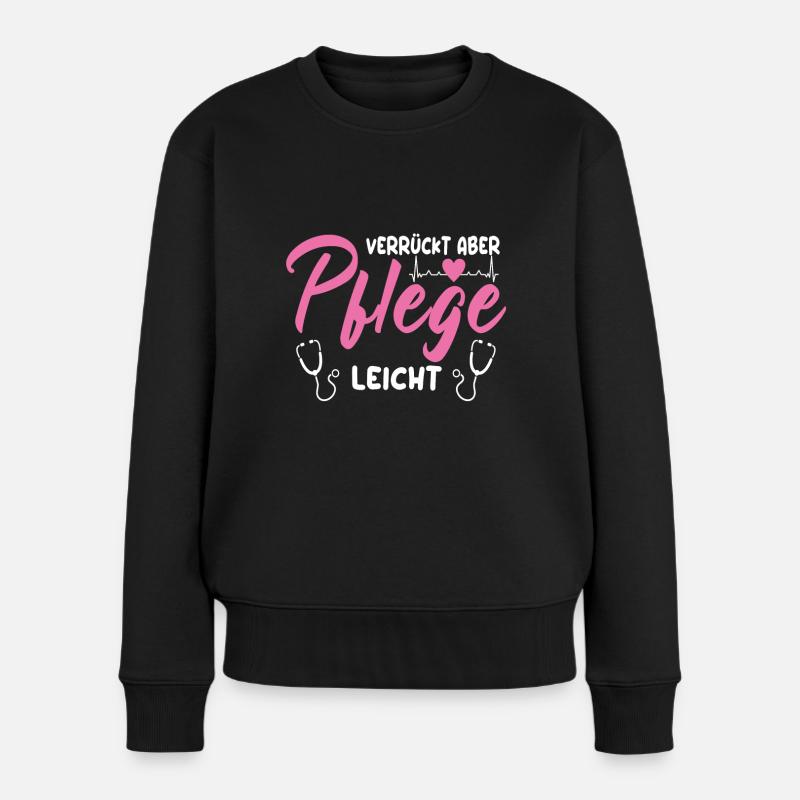 Altenpflegerin Krankenpflegerin Pflegerin Herz EKG - Frauen Premium Bio Pullover - Schwarz