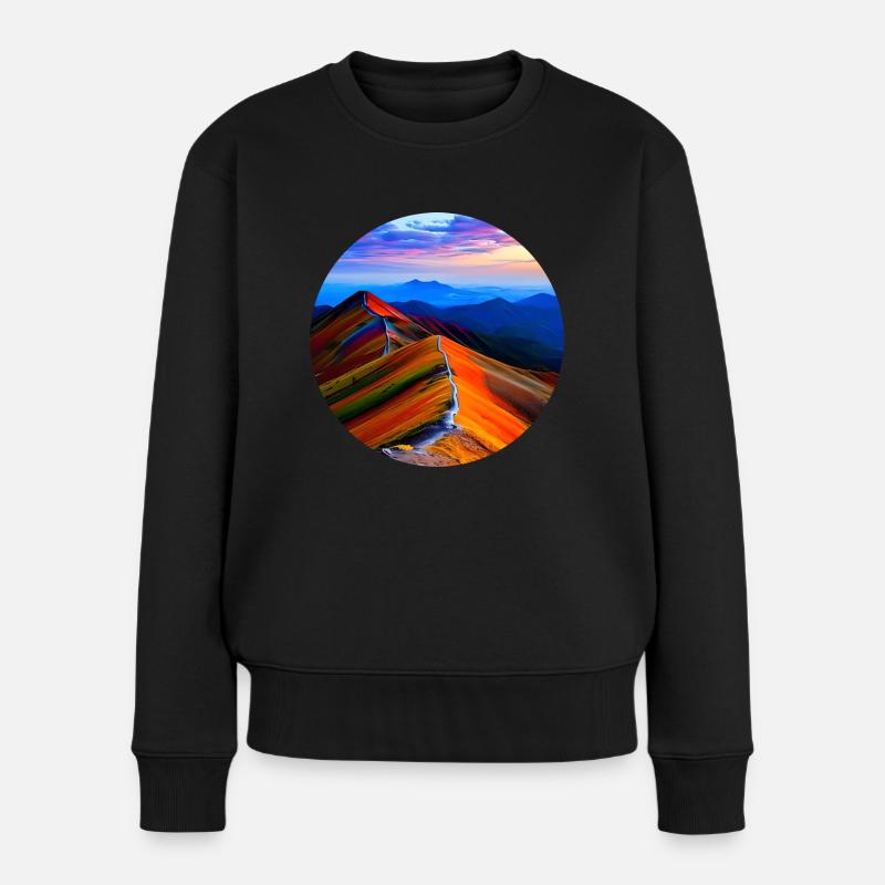 Buntes Gebirge - Frauen Premium Bio Pullover - Schwarz