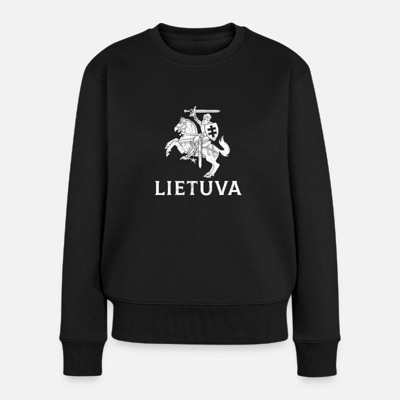 lithuania coat, lietuva lithuania - Frauen Premium Bio Pullover - Schwarz
