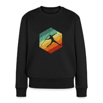 Javelin throwing vintage - Frauen Premium Bio Pullover - Schwarz - Vorne - Julia (174cm)