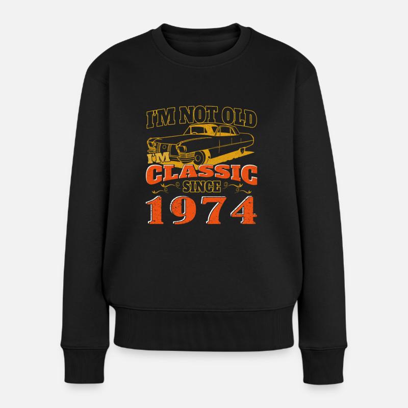 Oldtimer 1974 50. Geburtstag Geschenk Herren - Frauen Premium Bio Pullover - Schwarz