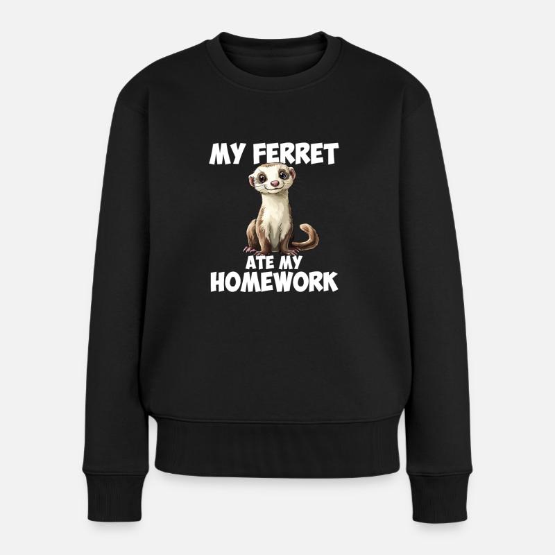 ferret mom - Frauen Premium Bio Pullover - Schwarz