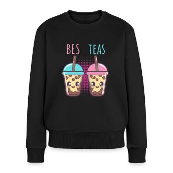 Thé à bulles - Pull Premium bio Femme - noir - Devant - Julia (174cm)