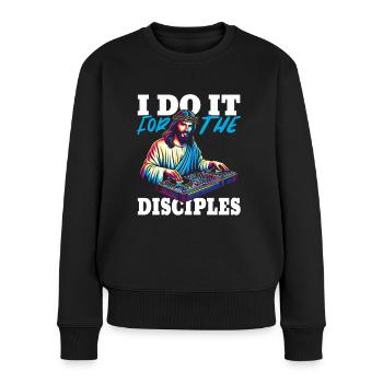 DJ Disc jockey Turntable - Frauen Premium Bio Pullover - Schwarz - Vorne - Julia (174cm)