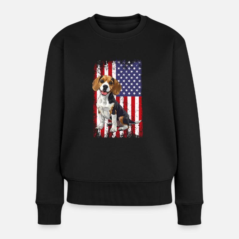 beagle drapeau américain, beagle - Pull Premium bio Femme - noir