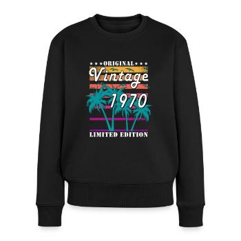 Vintage 1970s Limited Edition Birthday - Women's Premium Organic Jumper - black - Front - Julia (174cm)