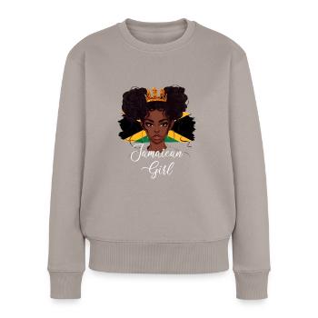 jamaican girl Flag Jamaica - Frauen Premium Bio Pullover - Taupe - Vorne - Julia (174cm)