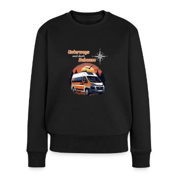 Camping, camping-car, camping-car, dicton-sur la route... - Pull Premium bio Femme - noir - Devant - Julia (174cm)