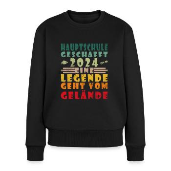 Hauptschulabschluss Abschluss Hauptschule 2024 - Frauen Premium Bio Pullover - Schwarz - Vorne - Julia (174cm)