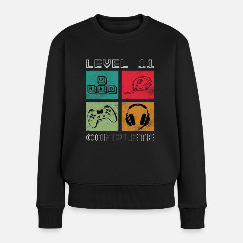 Level 11 Complete 11.Geburtstag Gamer Gaming - Frauen Premium Bio Pullover - Schwarz