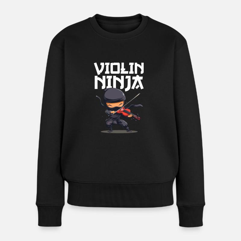Violin Ninja instrument Violin - Frauen Premium Bio Pullover - Schwarz