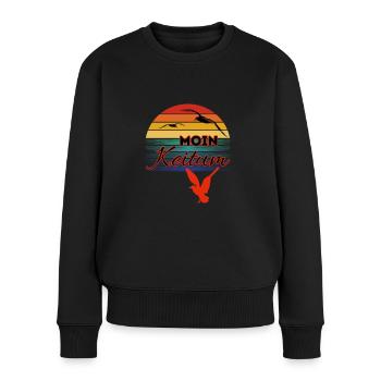 Moin Keitum avec mouette dans le style rétro-Sylt-Keitum - Pull Premium bio Femme - noir - Devant - Julia (174cm)